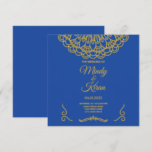 Royal Blue and Gold Indian Wedding Invitation