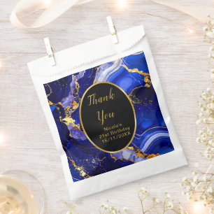 Royal Blue and Gold Marble Agate Birthday Party Favour Bags