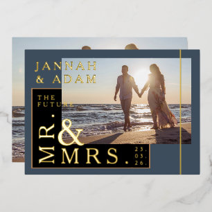 Royal Blue and Gold Photo Wedding Mr. and Mrs.