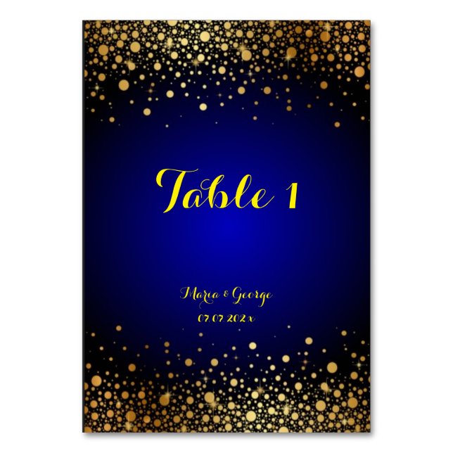 Royal Blue and Gold Popular  Wedding Table numbers (Front)