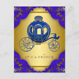 Royal Blue and Gold Prince Baby Shower Invitation