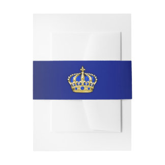 Royal Blue and Gold Prince Baby Shower Invitation Belly Band