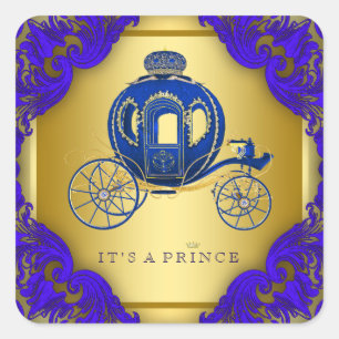 Royal Blue and Gold Prince Baby Shower Square Sticker