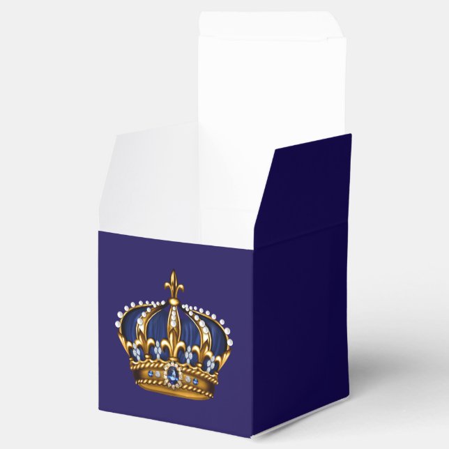 Royal Blue and Gold Prince Crown Favour Box (Opened)