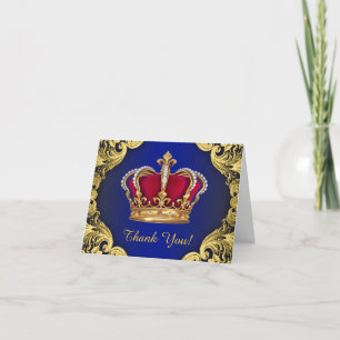 Royal Blue and Gold Prince Thank You Card