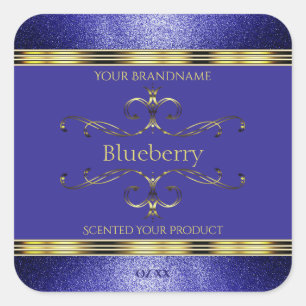 Royal Blue and Gold Product Labels Glitter Borders