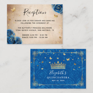 Royal Blue and Gold Rose Elegant Details Enclosure Card
