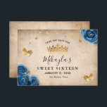 Royal Blue and Gold Rose Parchment Elegant Save The Date<br><div class="desc">Are you looking for elegant save the date ideas in royal blue and gold party theme colours? These easy DIY template save the date invitations enable you to create your own unique fairytale princess stationery. The botanical vintage floral watercolor art by Raphaela Wilson spotlights royal blue roses with faux metallic...</div>