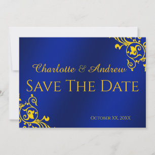 Royal Blue and Gold Save the Date