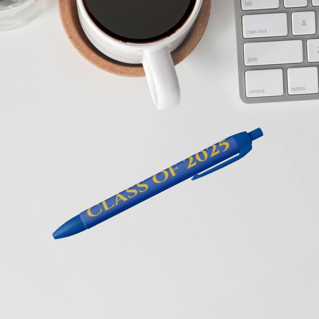 Royal Blue and Gold School Colours Class Year Black Ink Pen (In Situ)