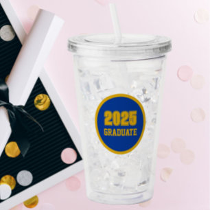 Royal Blue and Gold School Colours Graduation Year Acrylic Tumbler