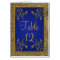 Royal Blue and Gold Table Number Card
