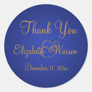 Royal Blue and Gold Thank You Sticker