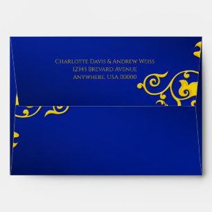 Royal Blue and Gold Wedding Envelope