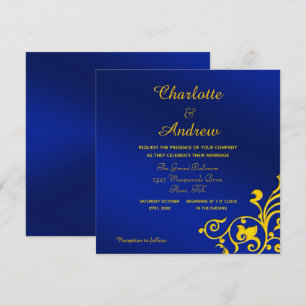 Royal Blue and Gold Wedding Invitation