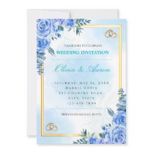 Royal Blue and Gold Wedding Invitation