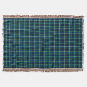 Royal Blue and Green Lamont Clan Scottish Plaid Throw Blanket