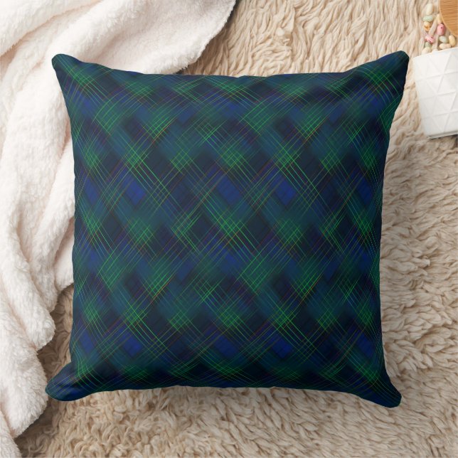 Royal blue and green tartan  cushion (Blanket)
