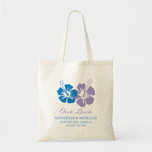 Royal Blue and Lavender Hibiscus Flowers   Wedding Tote Bag