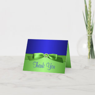 Royal Blue and Lime Green Thank You Note Card