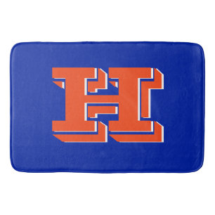 Royal Blue and Orange Collegiate Color Monogram Bath Mat