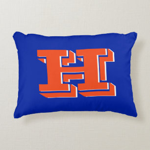 Royal Blue and Orange Collegiate Color Monogram Decorative Cushion
