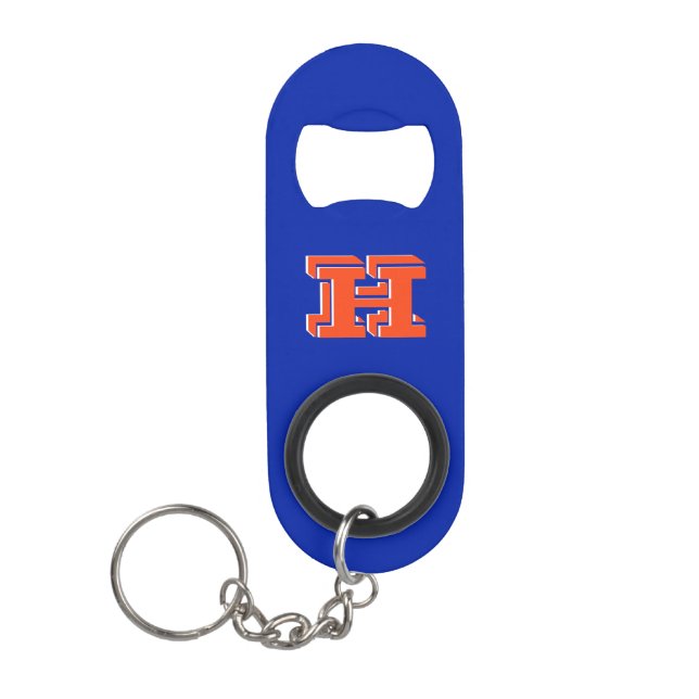 Royal Blue and Orange Keychain Bottle Opener (Front)