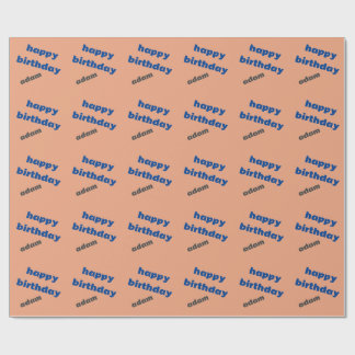 Royal blue and peach happy birthday wrapping paper