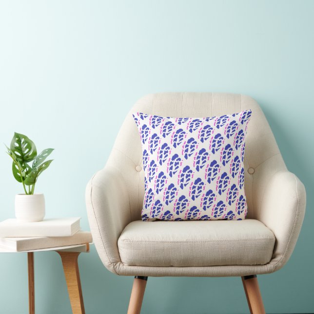 Royal blue and pink patterns  cushion (Chair)