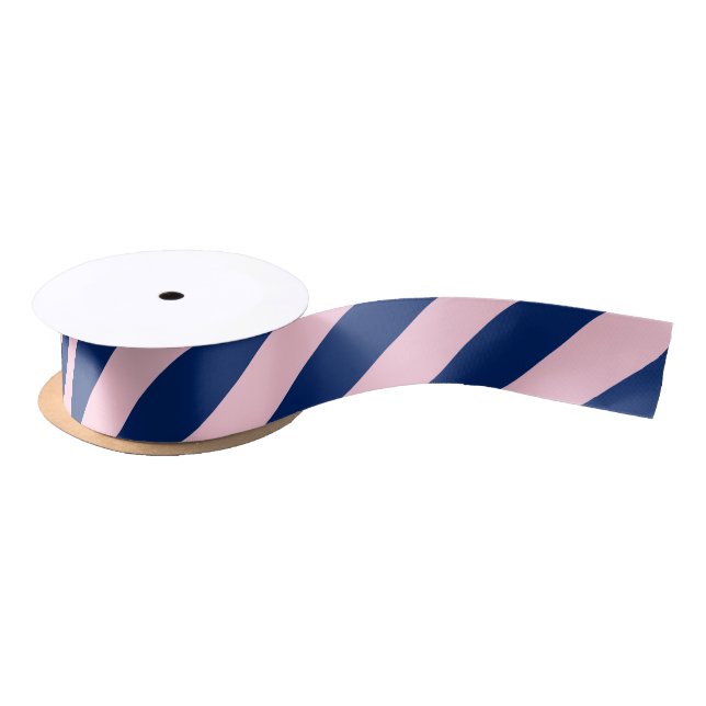 Royal Blue and Pink Stripes Satin Ribbon (Spool)