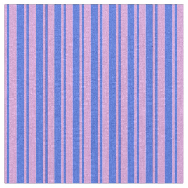 Royal Blue and Plum Striped Pattern Fabric (Close Up)