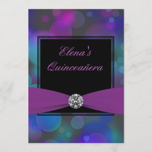 Royal Blue and Purple Quinceanera Invitation