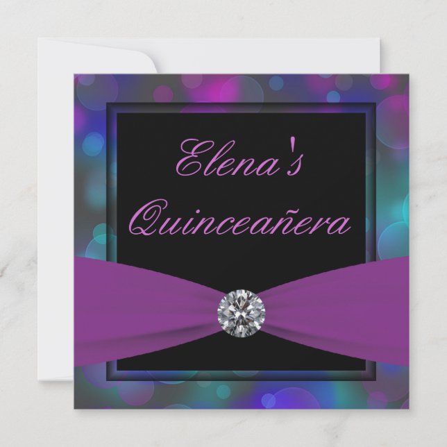 Royal Blue and Purple Quinceanera Invitation (Front)