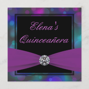 Royal Blue and Purple Quinceanera Invitation