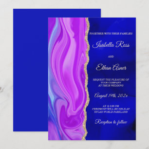 Royal Blue and Purple Wedding Theme Invitation