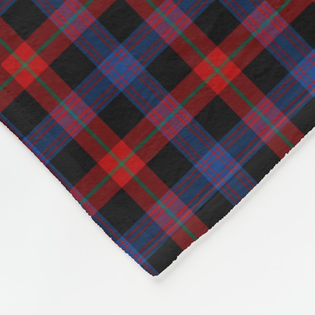 Royal Blue and Red Brown Clan Tartan Fleece Blanket (Corner)