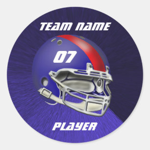 Royal Blue and Red Football Helmet Classic Round Sticker
