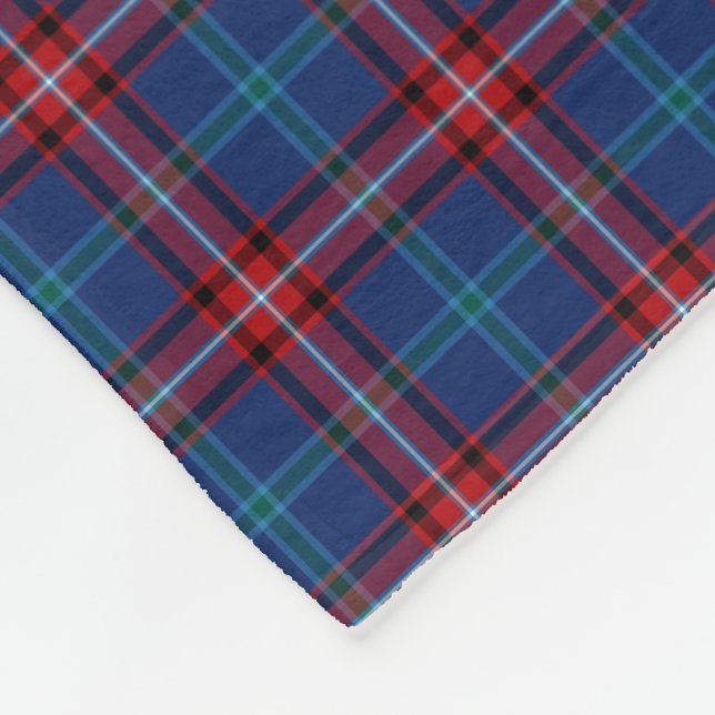 Royal Blue and Red Plaid Glenn Tartan Fleece Blanket (Corner)