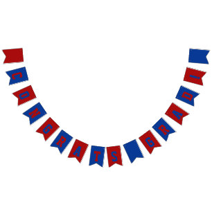 Royal Blue and Red School Colors Graduation Bunting