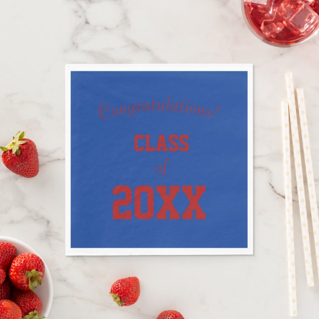 Royal Blue and Red School Colors Graduation Napkin (Insitu)