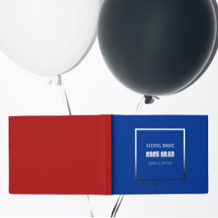 Royal Blue and Red School Colours Graduation Guest Book