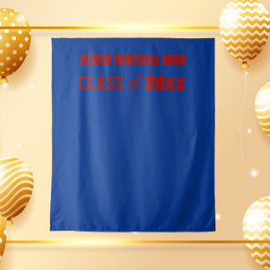 Royal Blue and Red School Colours Photo Backdrop Tapestry