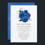 Royal Blue and Silver Floral Bat Mitzvah Invitation<br><div class="desc">Vintage watercolor floral bat mitzvah invitations with trendy royal blue and silver designed to be quickly and easily customised to your event specifics.</div>