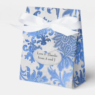Royal Blue and Silver Floral Favour Box