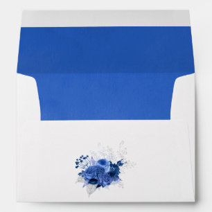 Royal Blue and Silver Floral Wedding Envelope
