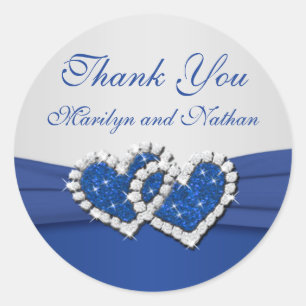 Royal Blue and Silver Joined Hearts Sticker