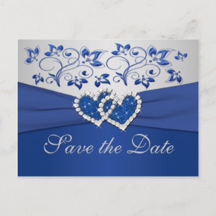 Royal Blue and Silver Save the Date Card