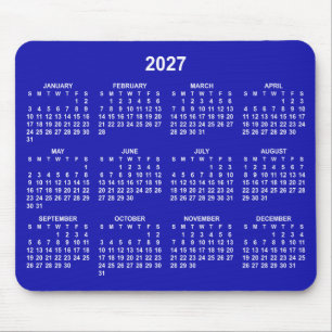 Royal Blue and White 2027 Calendar Mouse Mat