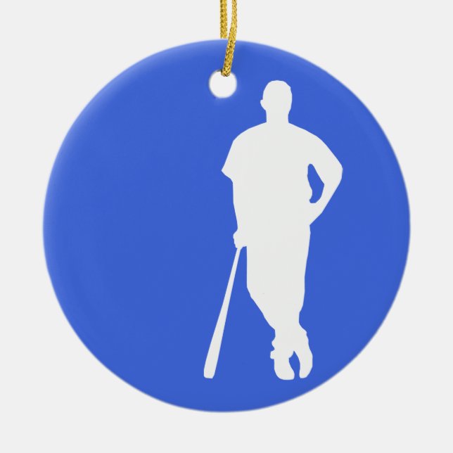 Royal Blue and White Baseball Ceramic Tree Decoration (Front)