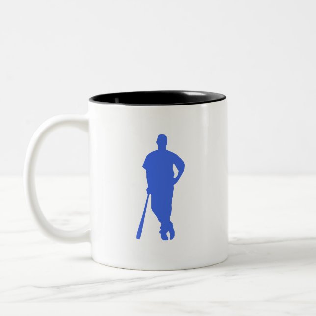 Royal Blue and White Baseball Two-Tone Coffee Mug (Left)